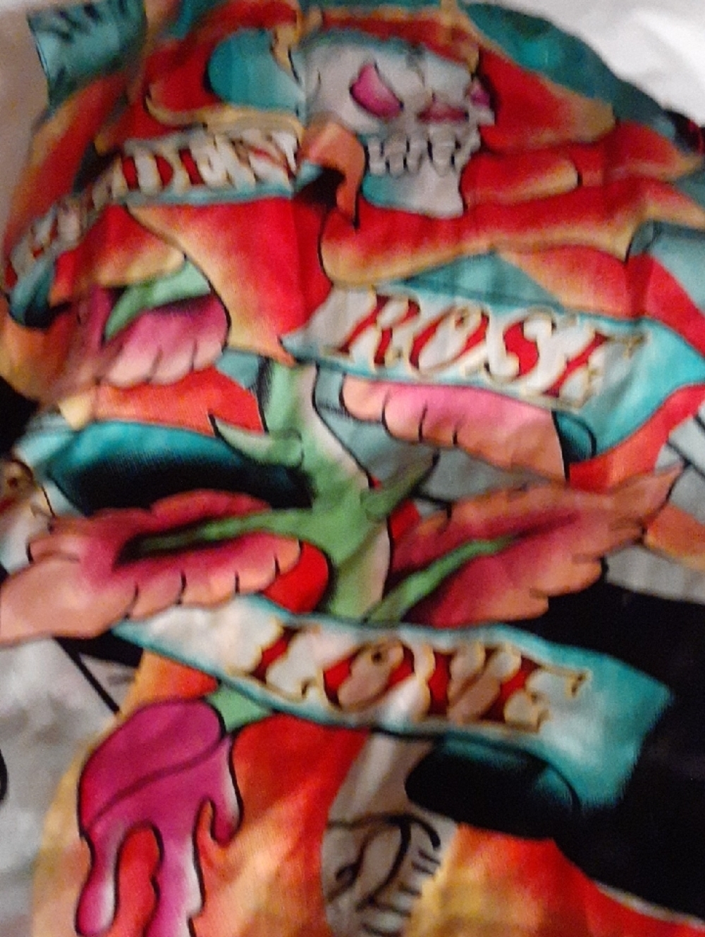 Christian Audigier Multicolor Graphic Long Scarf with Pink Logo